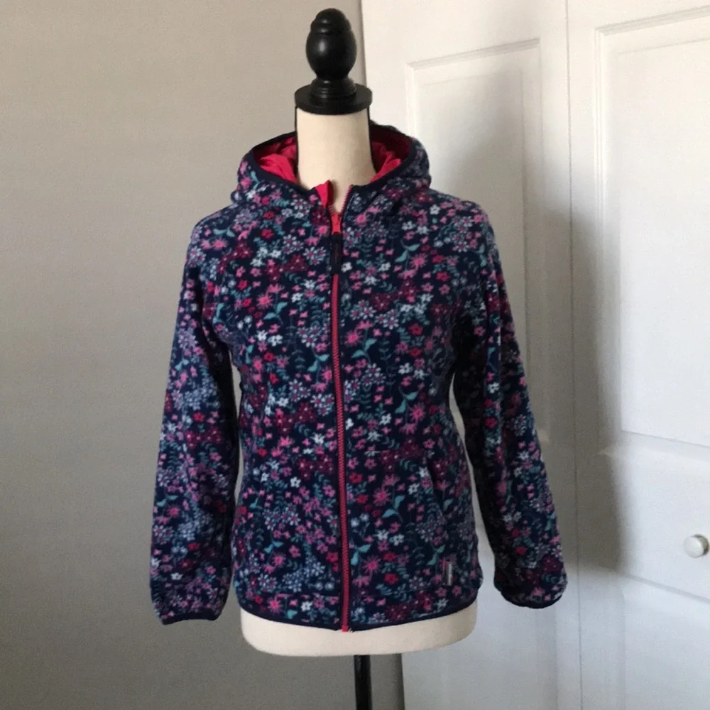 Eddie Bauer Girls' Lightweight Reversible Hooded Fleece Jacket | M 10-12